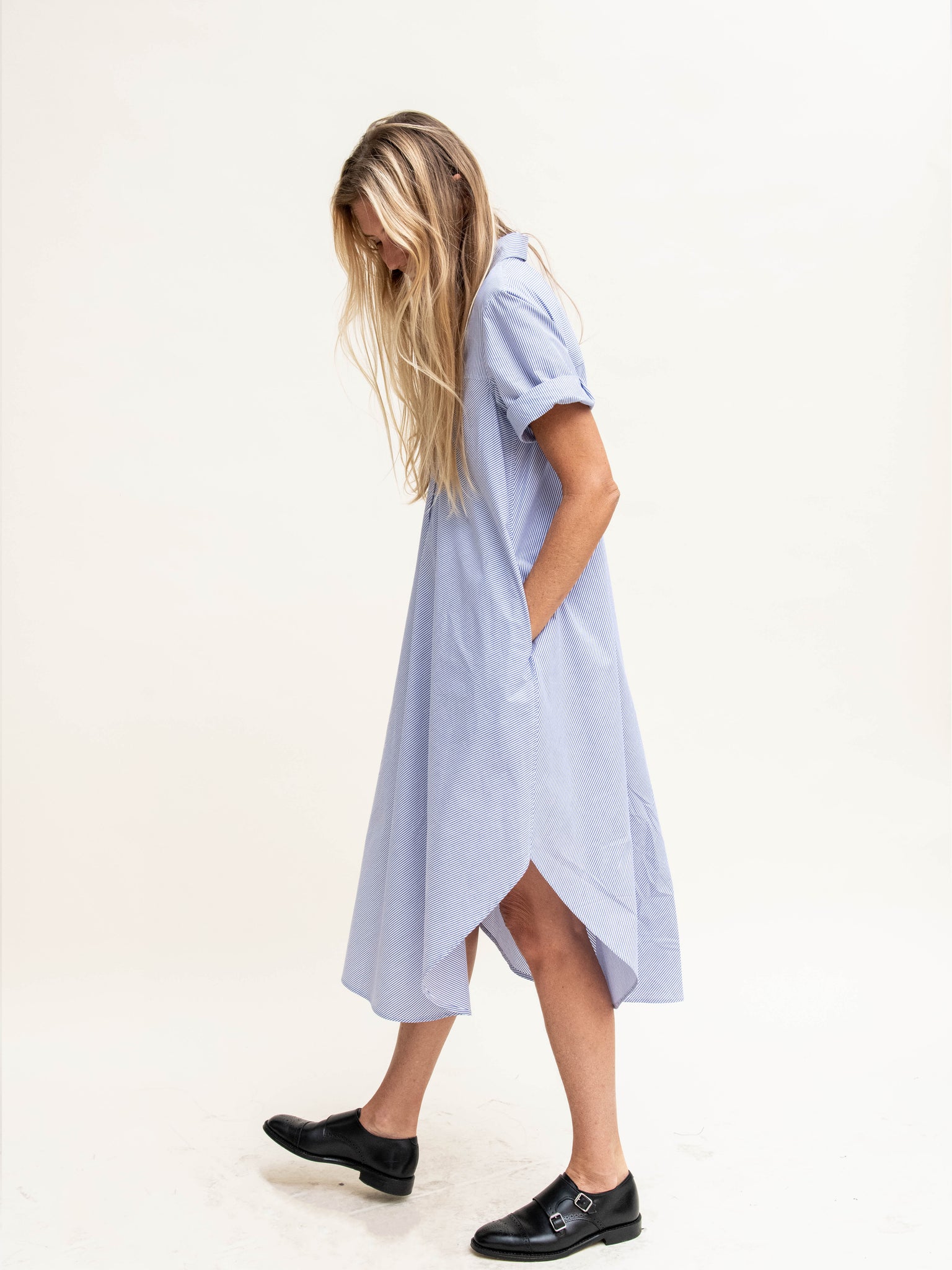 Short-Sleeved Bias Shirtdress