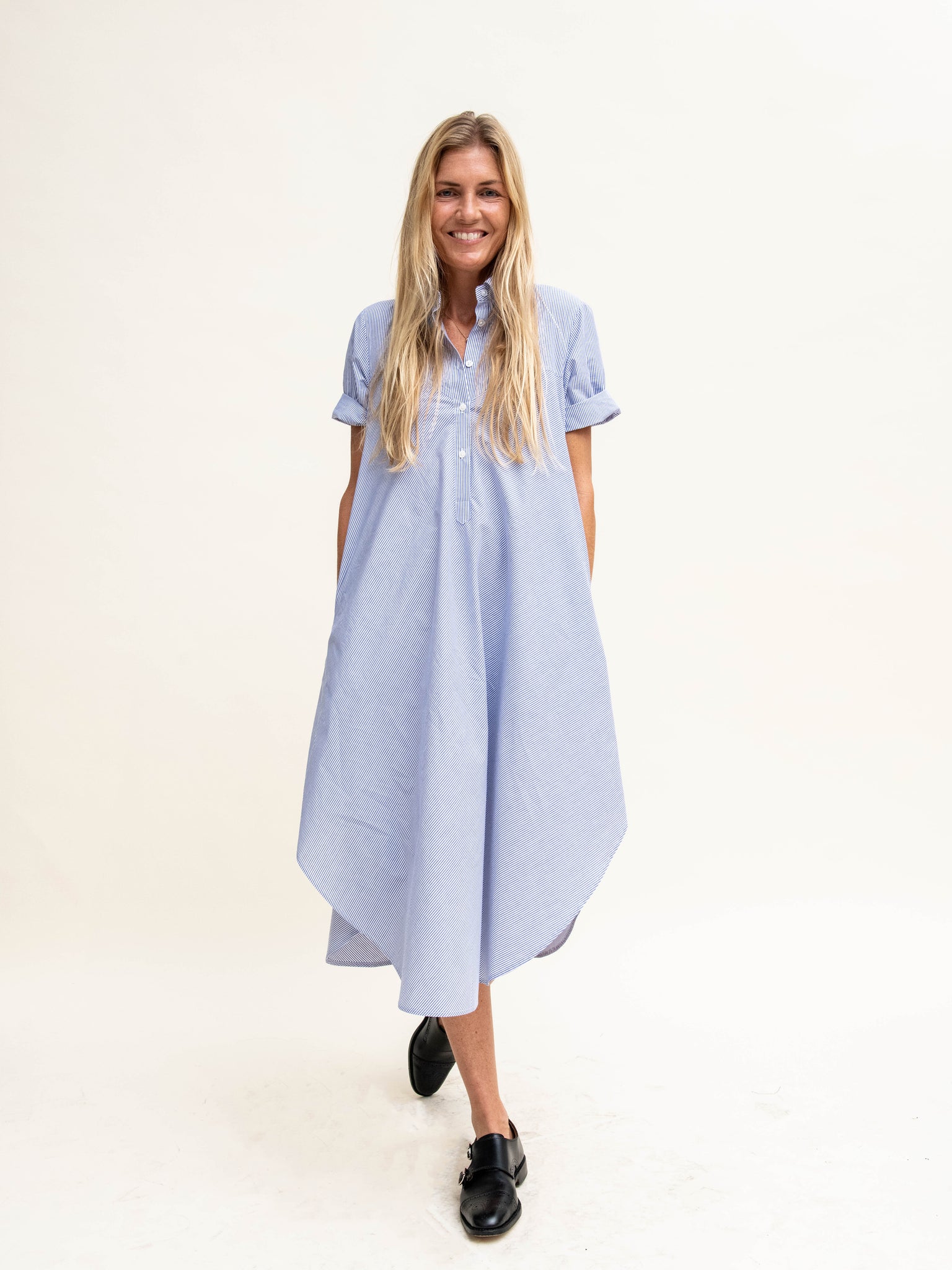 Short-Sleeved Bias Shirtdress